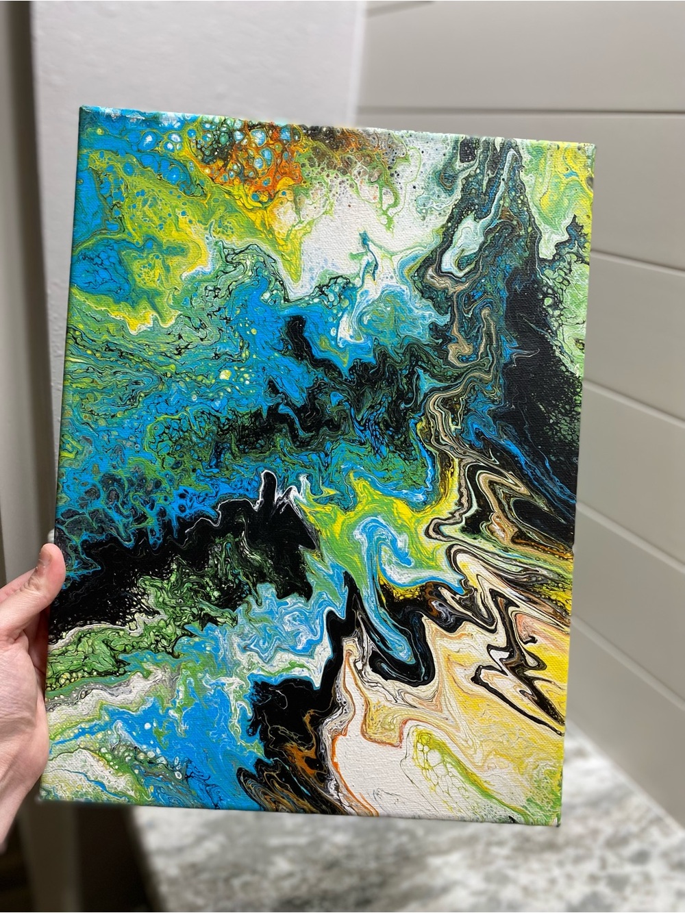 Abstract Blue and Green Canvas Art